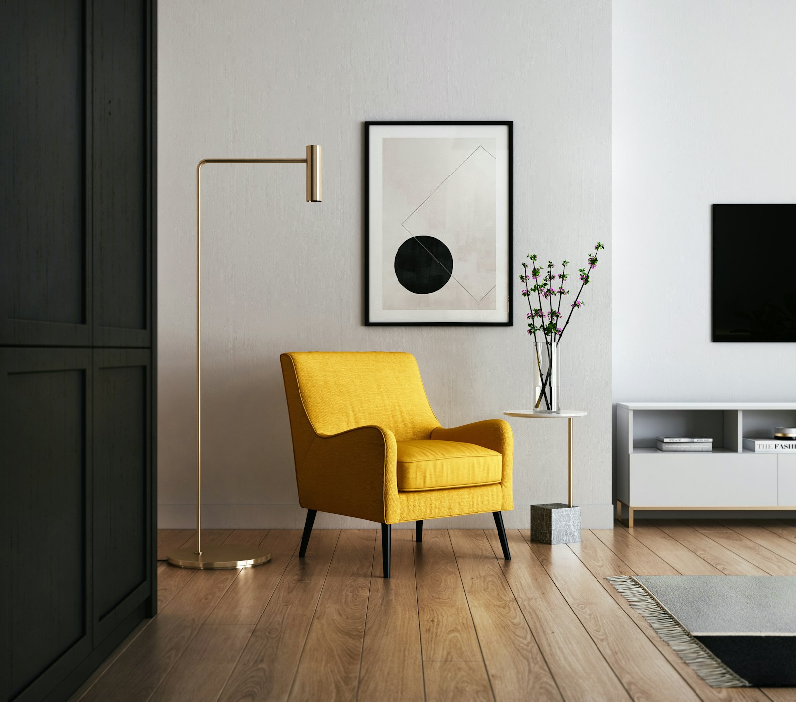A cozy corner refreshed with a styled armchair, warm textiles, and layered decor